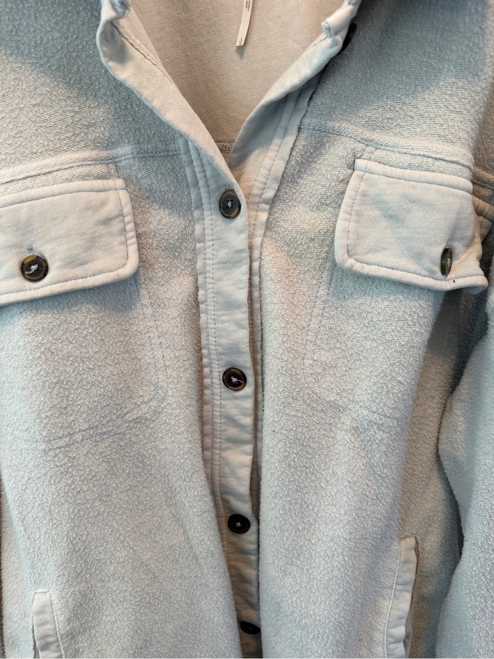 Free People Pale Blue Teddy Button-Front Jacket